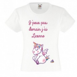 T-shirt "J'peux pas demain j'ai licorne"